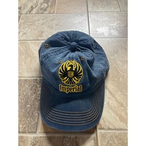 Imperial Embroidered Eagle Baseball Cap Blue Washed Cotton Adjustable‎ Strap